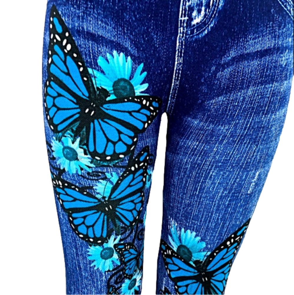 Butterfly 🦋 Blue Jean Pattern Leggings